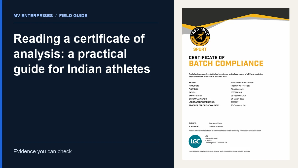 Editorial cover for Reading a certificate of analysis: a practical guide for Indian athletes